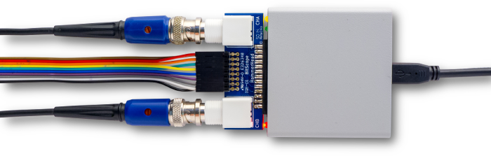 BitScope Mini and the BNC Probe Adapter with Probes Attached